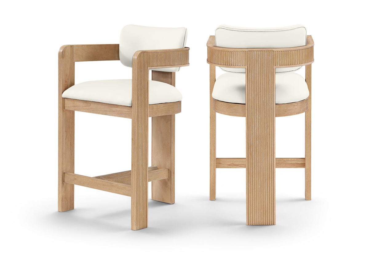 Sacha - Vegan Leather Upholstered Counter Stool With Natural Base