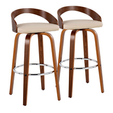 Load image into Gallery viewer, Grotto - Contemporary Fixed Height Barstool With Swivel With Round Footrest (Set of 2)

