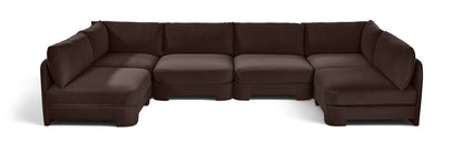 Hammond - Velvet Performance Fabric Upholstered 6 Piece U-Shaped Armless Sectional