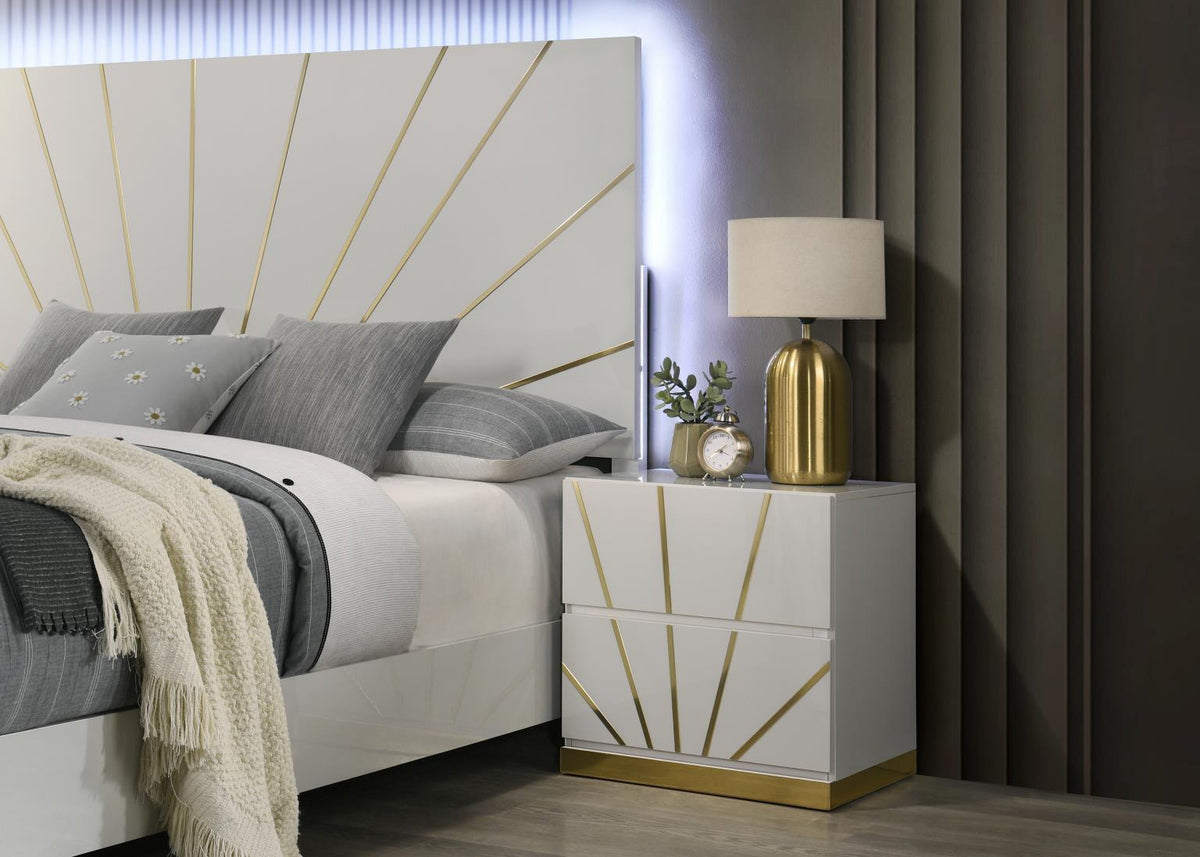 B205 - Nightstand - White / Gold