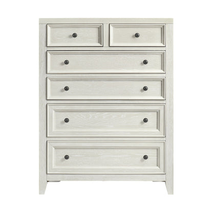 6 Drawer Chest With Knobs And Smooth Slides - White