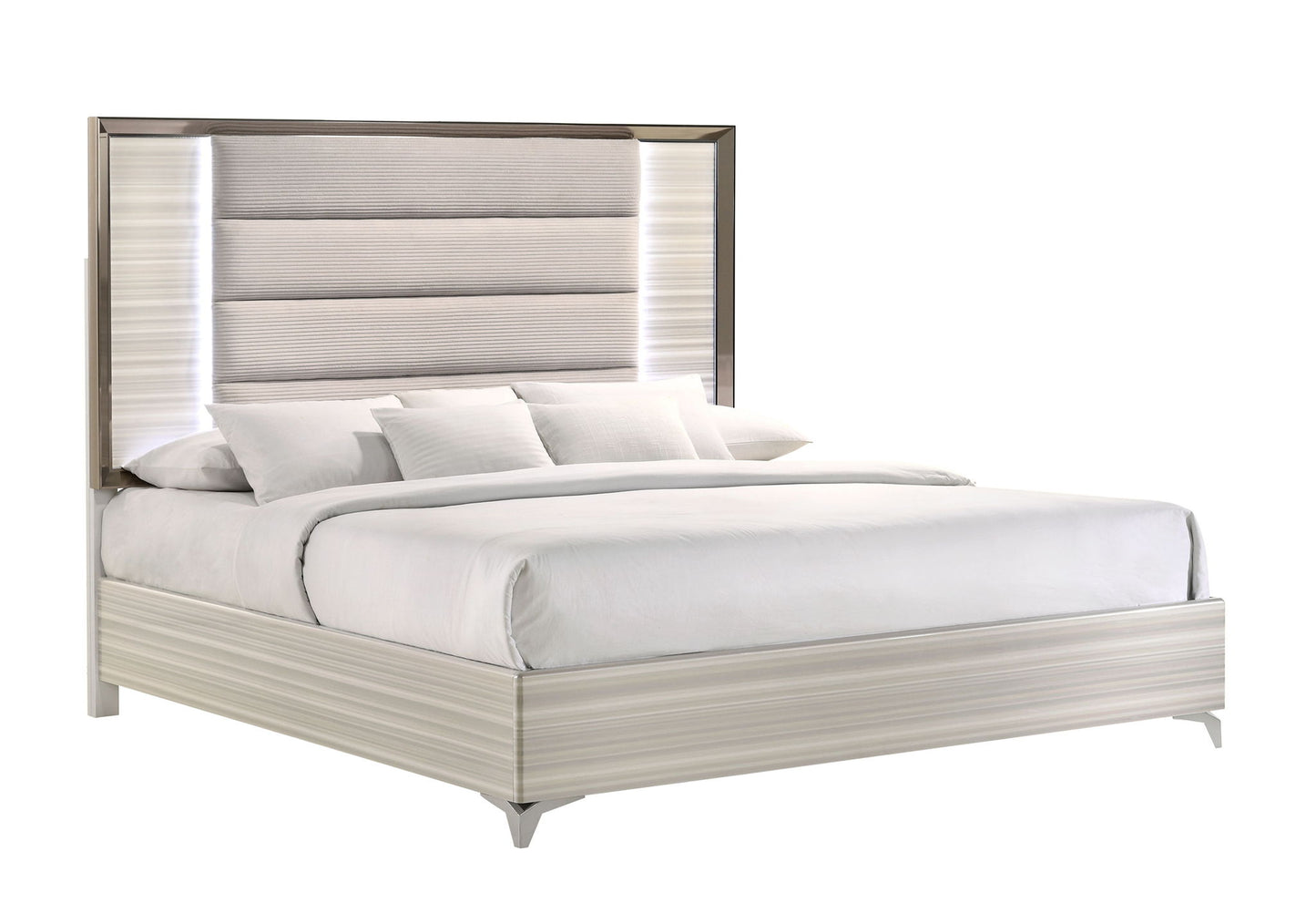 Zambrano - King Bed Headboard With LED - Light Gray / White