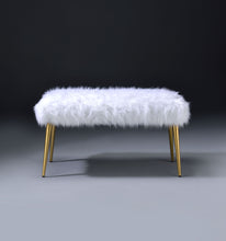 Load image into Gallery viewer, Bagley II - Faux Fur Bench - White / Gold
