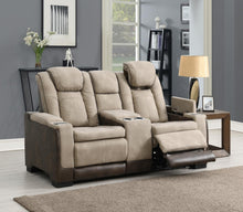 Load image into Gallery viewer, U78 - Power Reclining Loveseat With Power Headrest, Storage Arms / USB And Wireless Charger Chair - Sand / Brown
