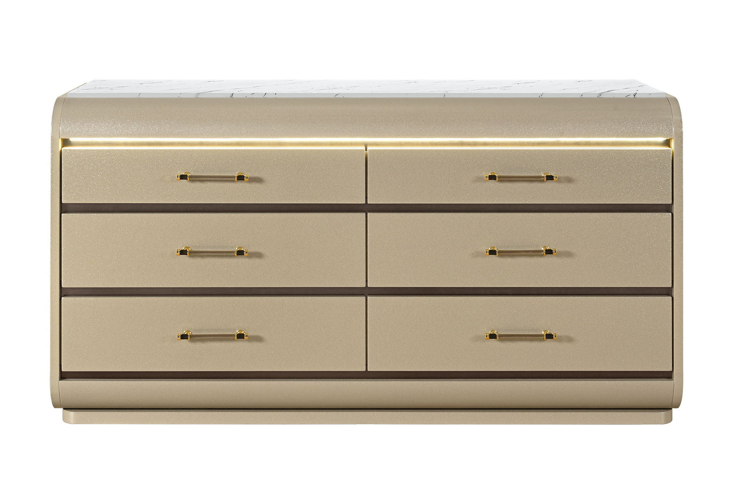 Genesis - 5 Piece King Bedroom Set (Bed, Dresser & Mirror, Nightstand, Chest) - Gold