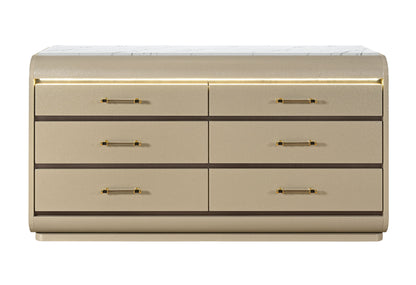 Genesis - 5 Piece Full Bedroom Set (Bed, Dresser & Mirror, Nightstand, Chest) - Gold