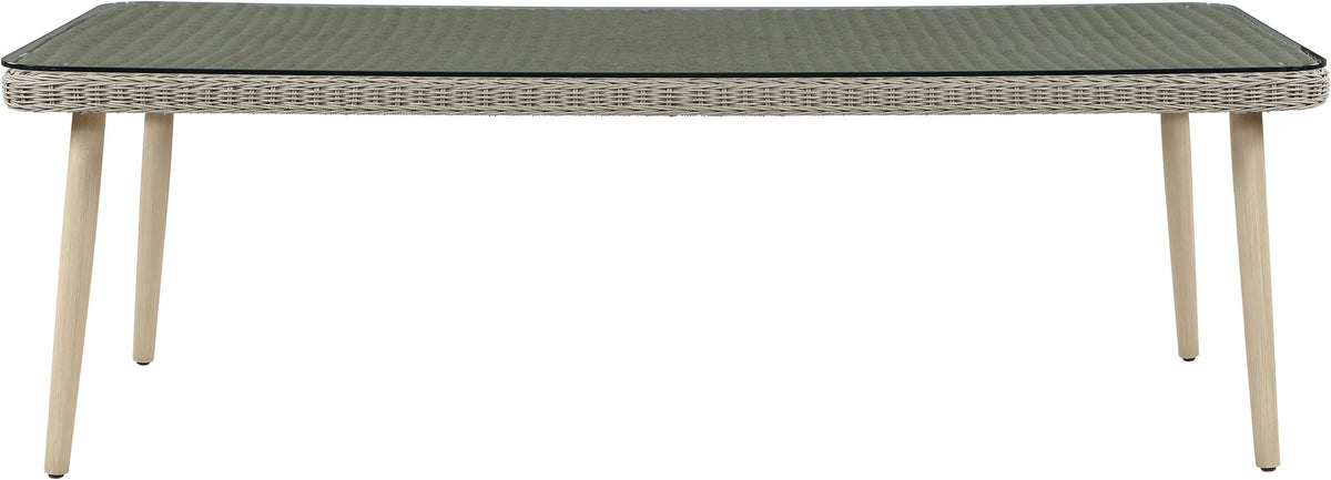 Seacrest - Tempered Glass Top And Wicker Outdoor Patio Dining Table