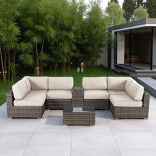 Load image into Gallery viewer, Elegant 4 Person Wicker Patio Seating Set With Cushions And Glass Top Table
