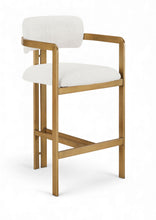 Load image into Gallery viewer, Aurum - Linen Textured Fabric Upholstered Counter Stool

