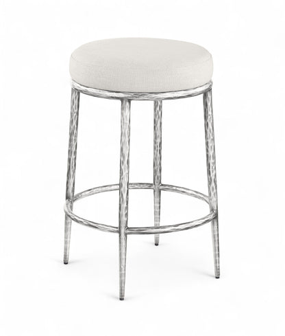 Ferro - Upholstered Backless Counter Stool With Brushed Silver Base