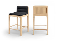 Load image into Gallery viewer, Ellis - Vegan Leather Upholstered Counter Stool (Set of 2) - Natural Base
