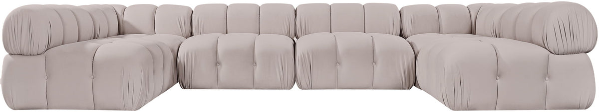 Orin - U-Shaped Velvet 6 Piece Modular Sectional