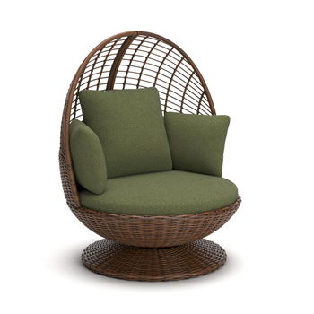 Horizon Hall - Swivel Egg Chair With Cushion - Brown / Green - Ego Home Furniture