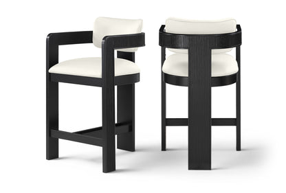 Sacha - Vegan Leather Upholstered Counter Stool With Black Base
