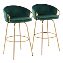 Load image into Gallery viewer, Claire - Contemporary / Glam Fixed Height Bar Stool (Set of 2) Round Footrest (Set of 2)

