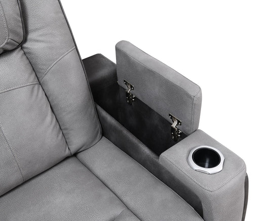 U77 - Power Reclining With Power Headrest, Storage Arms / USB And Wireless Charger Loveseat - Slate