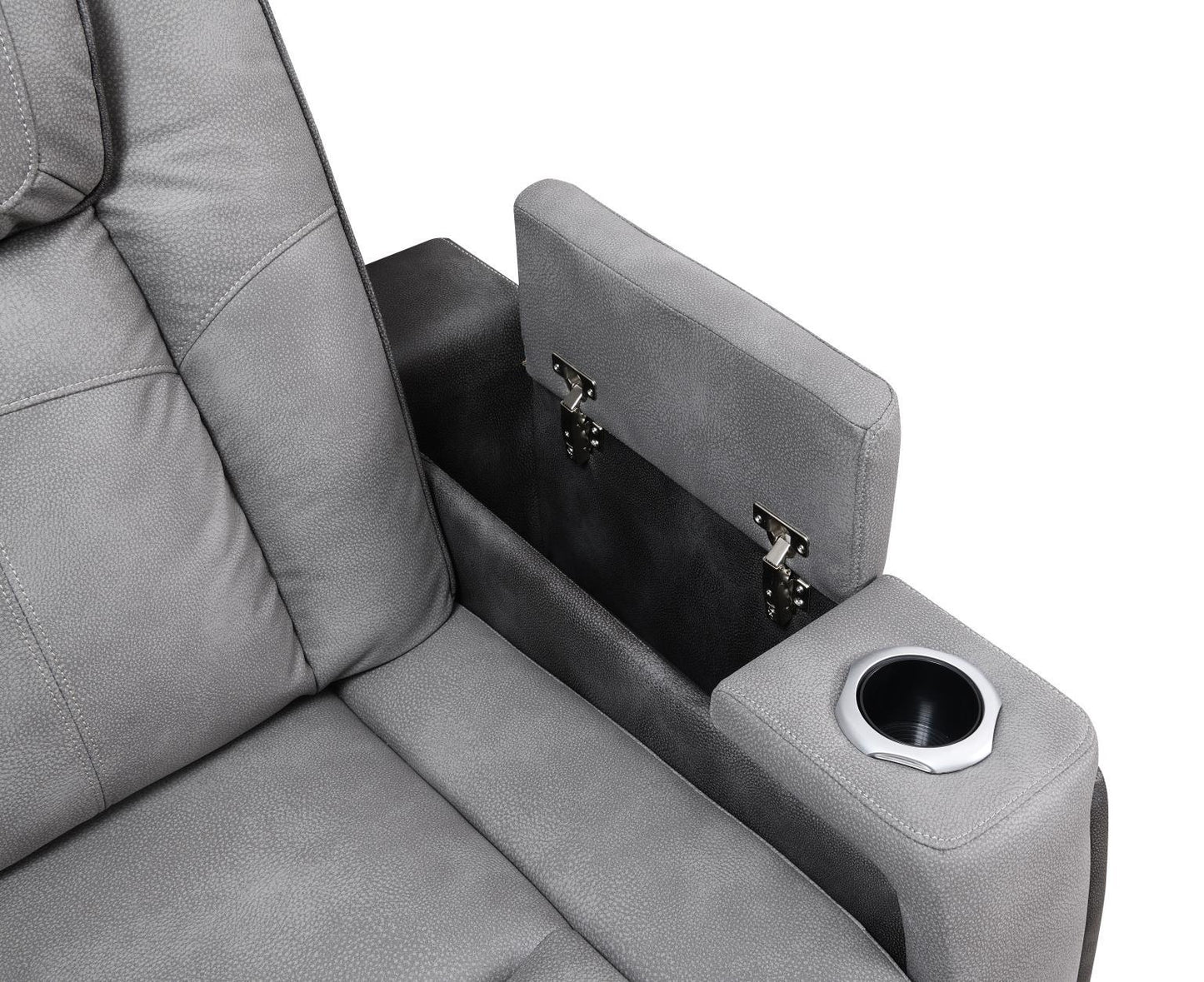 U77 - Power Reclining With Power Headrest, Storage Arms / USB And Wireless Charger Loveseat - Slate