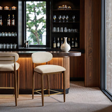 Load image into Gallery viewer, Riccio - Fabric Stool - Walnut Frame
