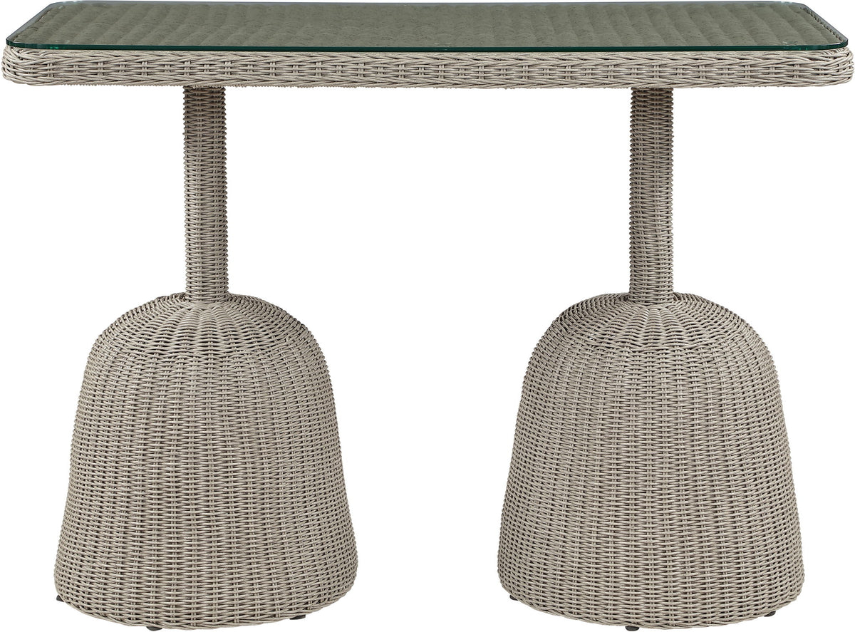 Seacrest - Tempered Glass Top And Wicker Outdoor Patio Bar Height Table