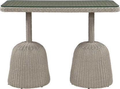 Seacrest - Tempered Glass Top And Wicker Outdoor Patio Bar Height Table