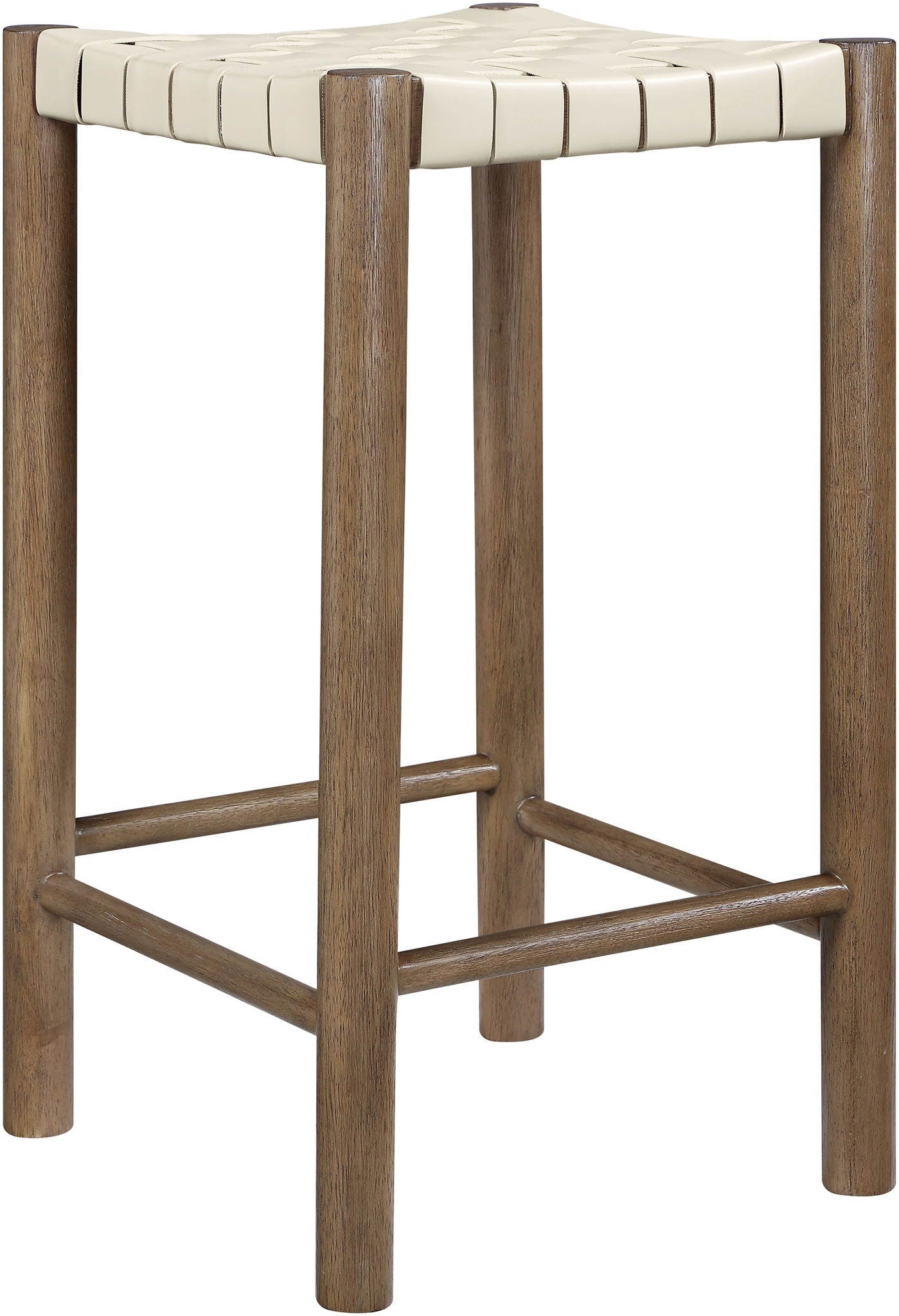 Entwine - Vegan Leather Upholstered Backless Counter Stool - Painted Brown