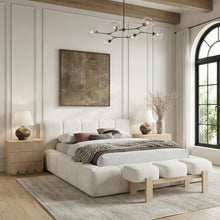 Load image into Gallery viewer, Woodcrest - Vegan Leather Upholstered Bench - Painted Natural Base
