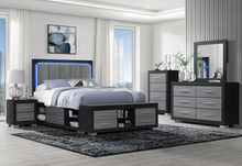 Load image into Gallery viewer, Emma - 5 Piece King Bedroom Set - Black / Gray
