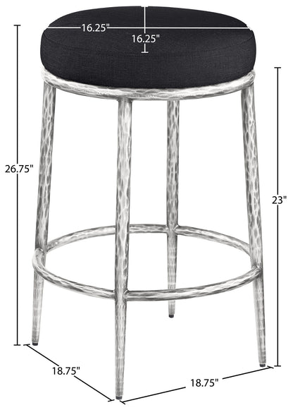 Ferro - Upholstered Backless Counter Stool With Brushed Silver Base