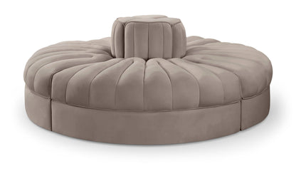 Rummi - Round Velvet Performance Fabric Upholstered 4 Piece Modular Sofa
