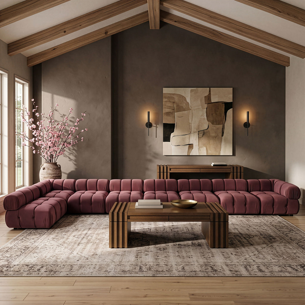 Orin - Velvet Performance Fabric Upholstered 8 Piece L-Shaped Sectional