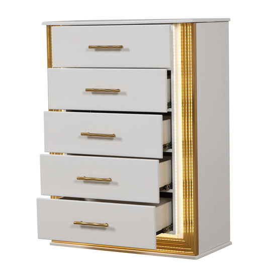 Obsession - 5 Drawer LED Chest - White