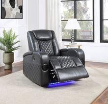 Load image into Gallery viewer, Alair - Leather Aire Power Motion Recliner With Bluetooth, Wireless Charger Cupholder - Dark Gray
