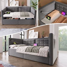 Load image into Gallery viewer, Upholstered Hydraulic Storage Daybed With USB &amp; Type C Charging
