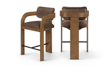 Load image into Gallery viewer, Cedra - Velvet Performance Fabric Upholstered Counter Stool - Brown Frame
