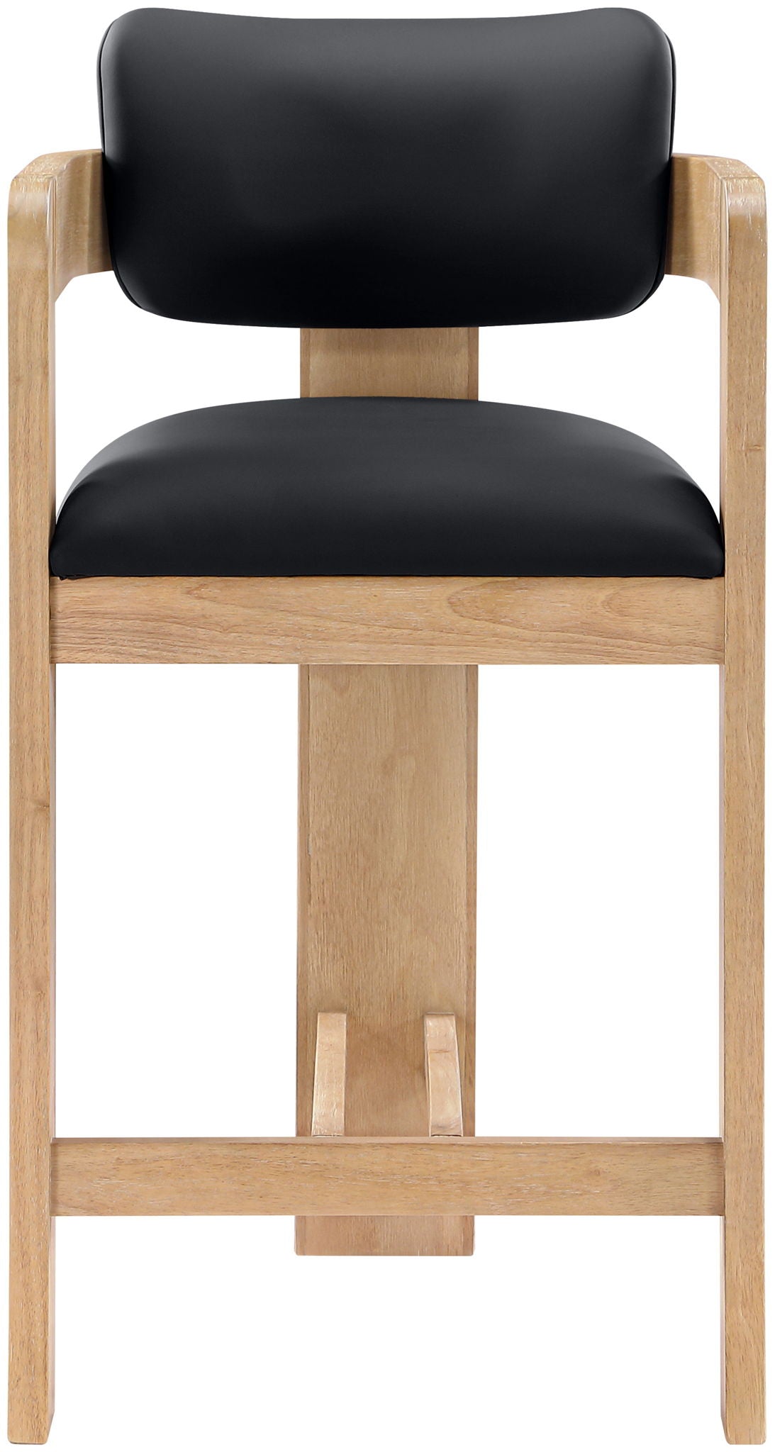Sacha - Vegan Leather Upholstered Counter Stool With Natural Base