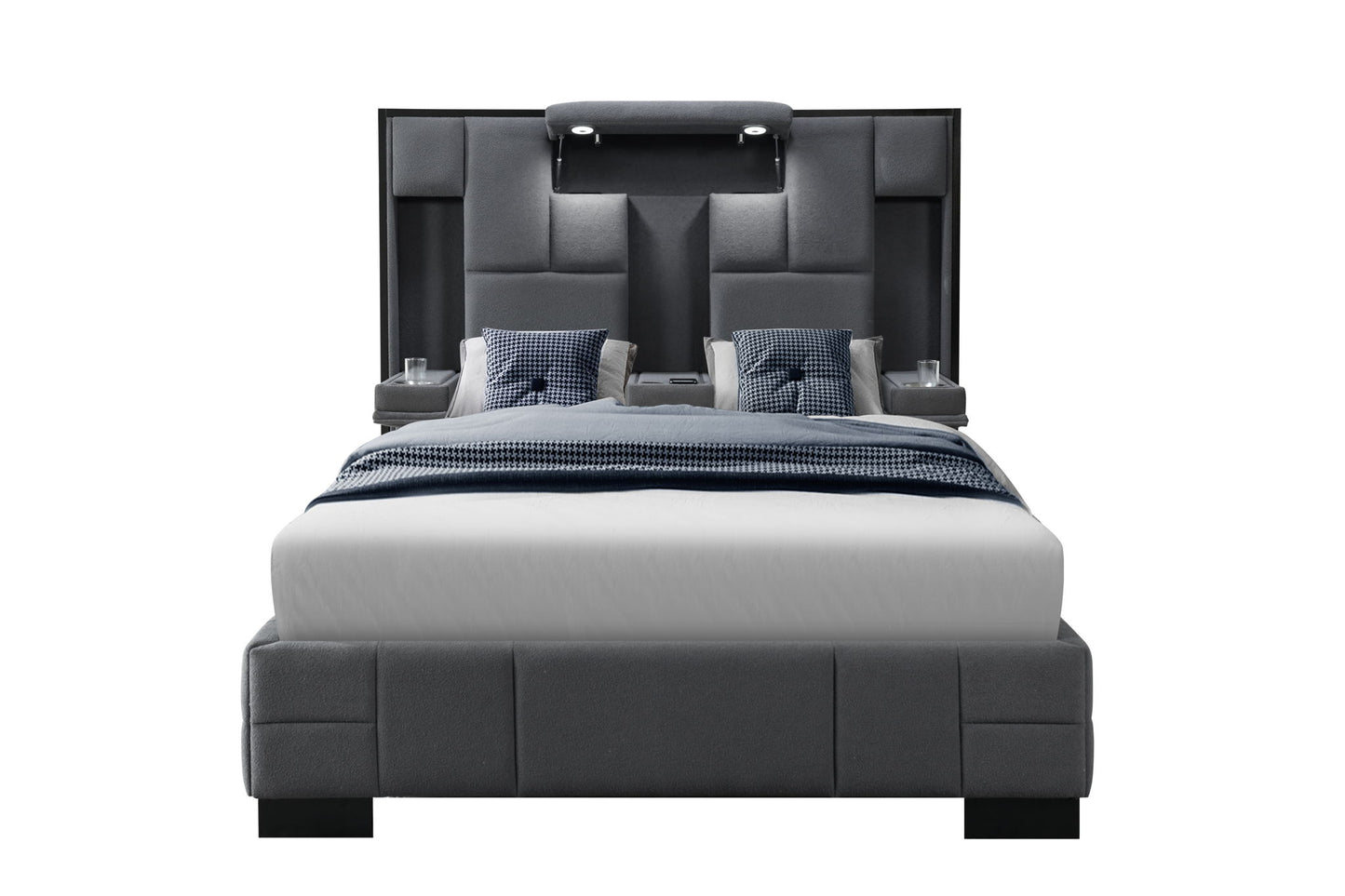 Oscar - Queen Bed Without Wood Trim - Dark Gray