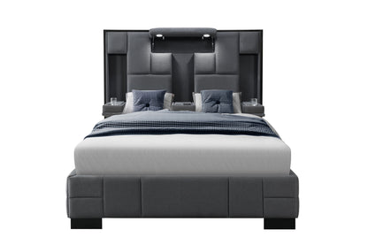 Oscar - Queen Bed Without Wood Trim - Dark Gray