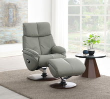 Load image into Gallery viewer, Kandoro - Top Grain Leather Accent Chair With Swivel &amp; Ottoman - Gray
