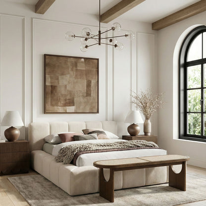 Canovia - Solid Wood And Faux Cane Bench