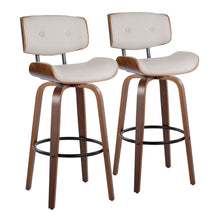 Load image into Gallery viewer, Lombardi - Mid-Century Modern Fixed Height Barstool With Swivel With Round Footrest (Set of 2)
