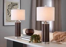 Load image into Gallery viewer, Cylinder - Fluted Contemporary Table Lamp (Set of 2) - Brown / Clear / White
