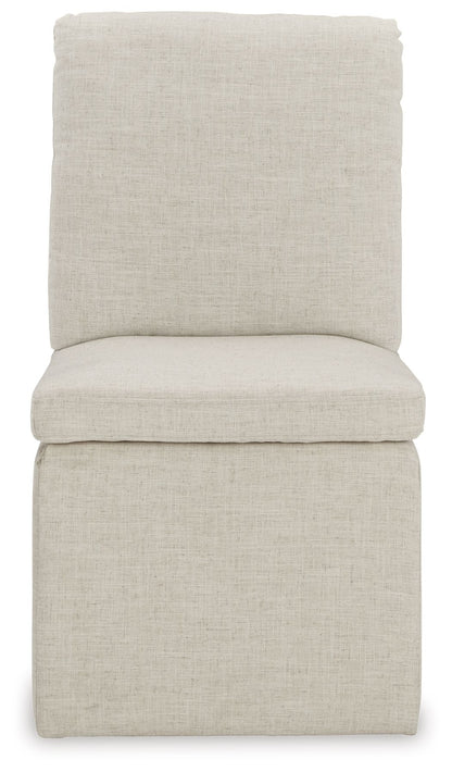 Krystanza - 9 Pc. - Dining Room Table, 8 Oatmeal Side Chairs - Weathered Gray