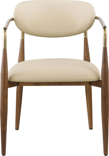 Ronda - Vegan Leather Upholstered Dining Arm Chair - Walnut Legs