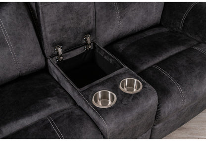 U7303 - 3 Piece Living Room Set (Recliner Sofa / Console Power Recliner Loveseat / Glider Recliner) - Granite