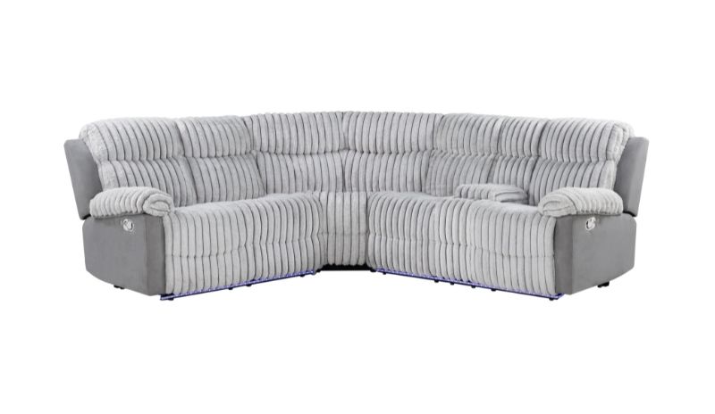 U6028 - Reclining Sectional With LED - Gray
