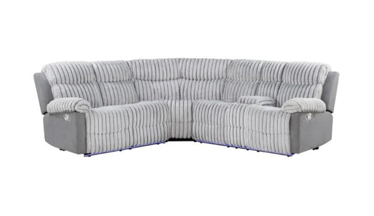 U6028 - Reclining Sectional With LED - Gray