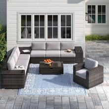 Load image into Gallery viewer, Modern Patio Rattan Sectional Set With Cushions
