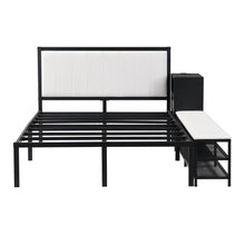 Load image into Gallery viewer, Platform Bed With 2 Tier Storage Shelves, Storage Cabinet
