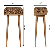 Load image into Gallery viewer, Leopard Tray Style Footstool - Brown Oak
