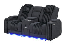 Load image into Gallery viewer, U8000 - Power Reclining Loveseat With Console, Power Headrest, LED Light, Bluetooth Speaker - Black
